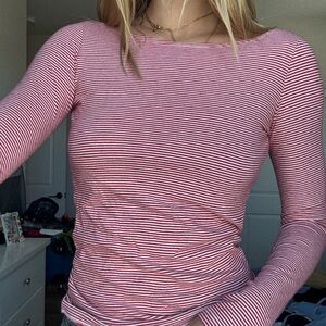 Brandy Melville Striped Red and White Top